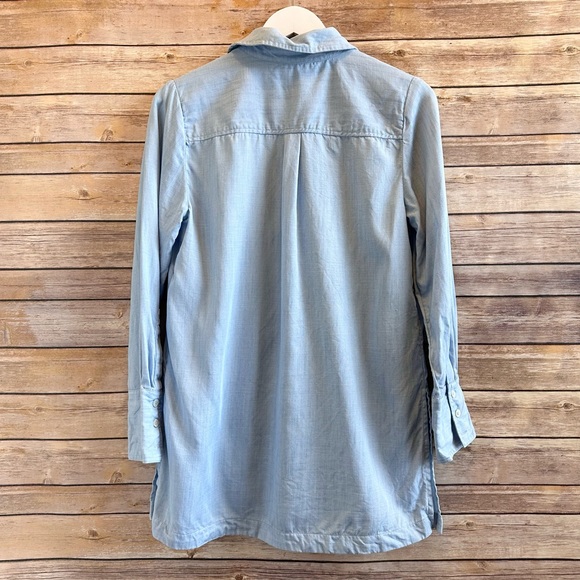 Soft Surroundings Revelle Pintuck Blue Chambray Tunic Button Down Top Size XS - Picture 2 of 4